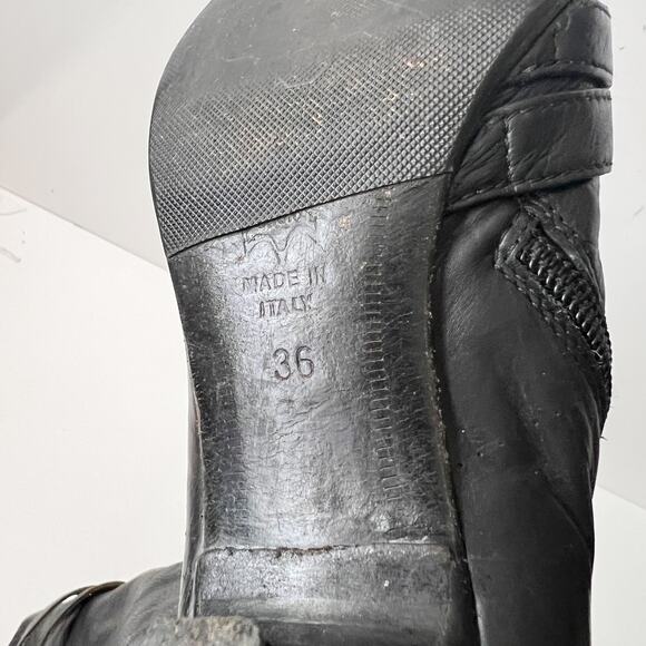 Vintage Black‎ Leather Knee High Victorian Gothic Kitten Heel Boots Size 36/6 - Picture 10 of 10